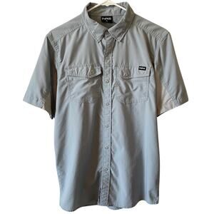 NRS Men's Light Blue Short Sleeve Guide Button Down Shirt Size Small Nylon Blend